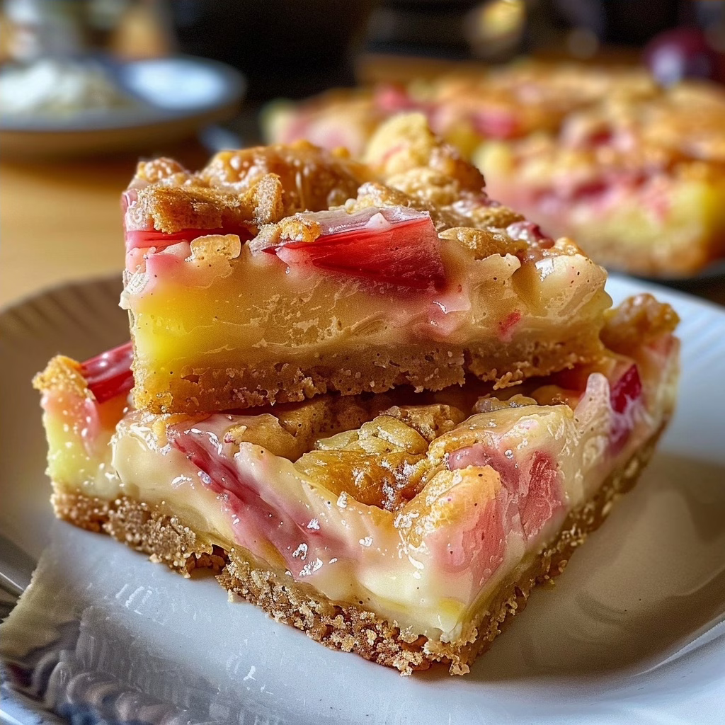 Creamy Rhubarb Custard Bars